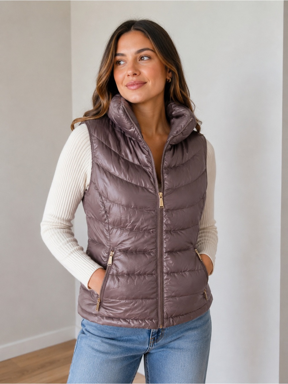 Calvin Klein Women's Quilted Vest - Mauve